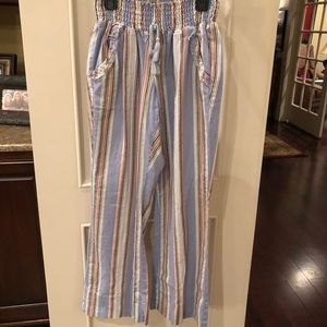 Blue, White, Orange Stripped Pants